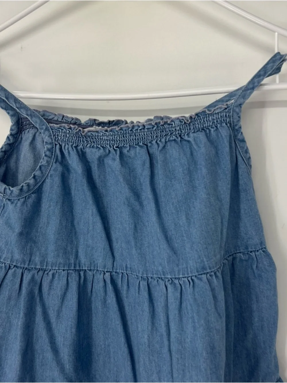 Hanna andersson girls chambray denim jumper dress size 8